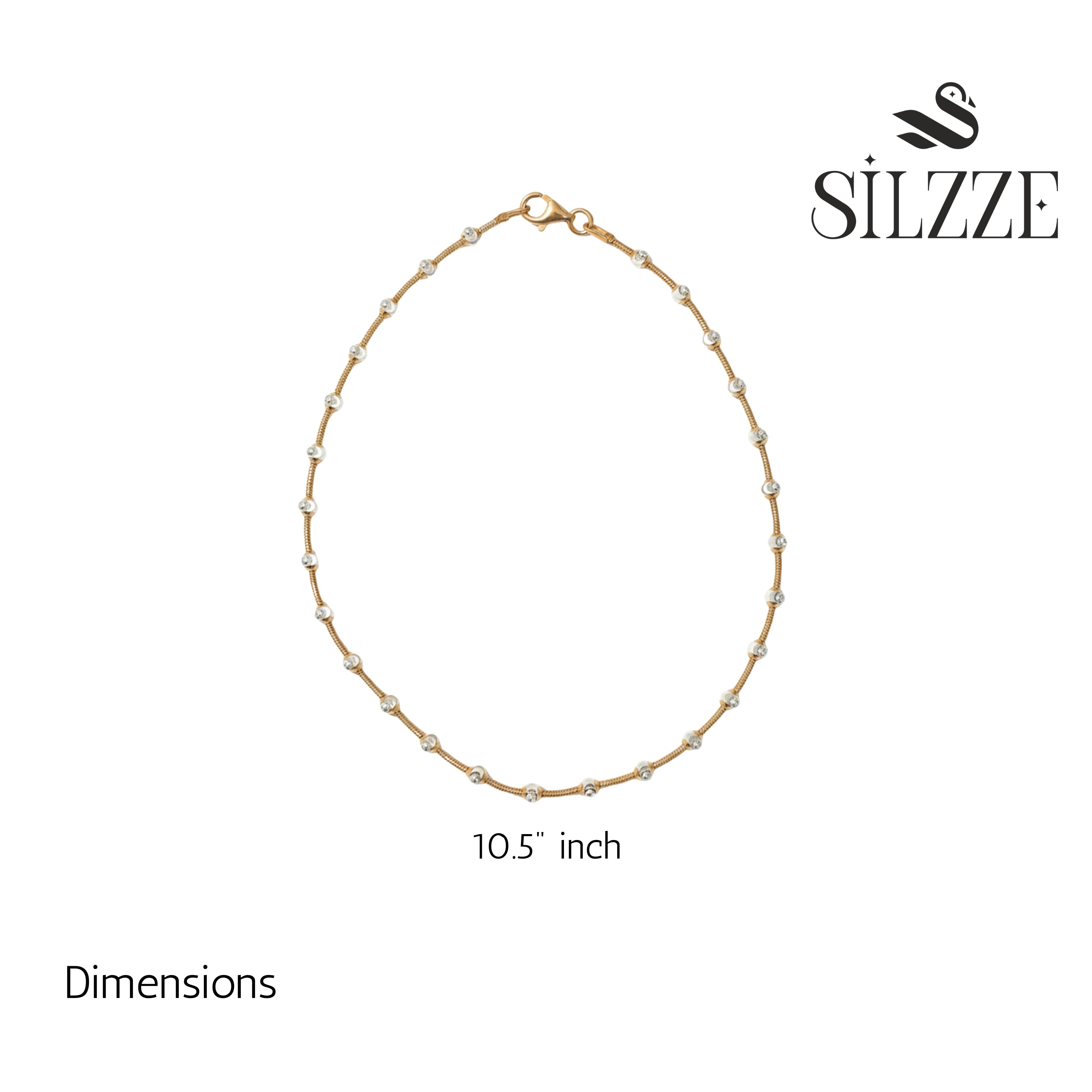 Rose gold luminous Silver Beads  Anklet for her