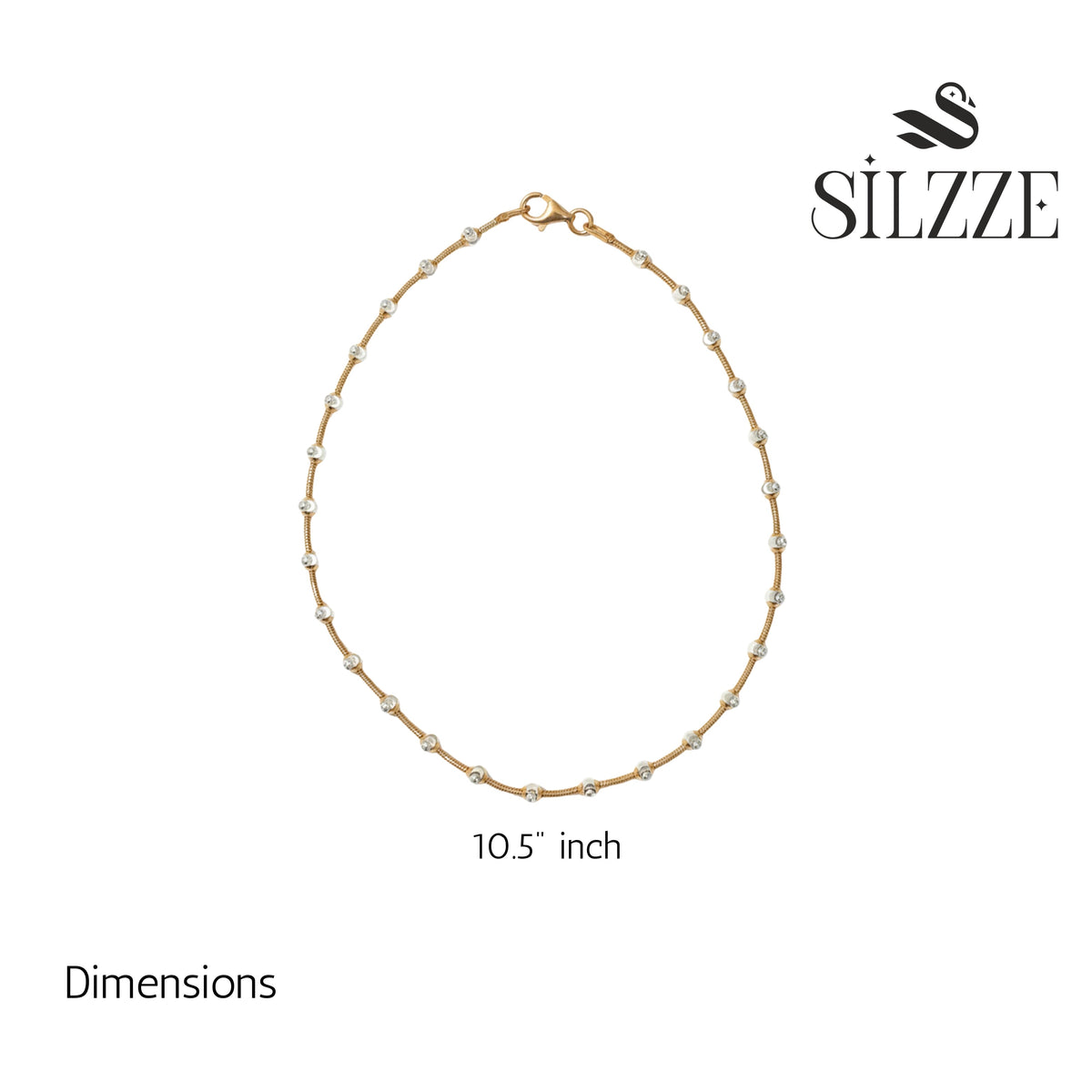 Rose gold luminous Silver Beads  Anklet for her