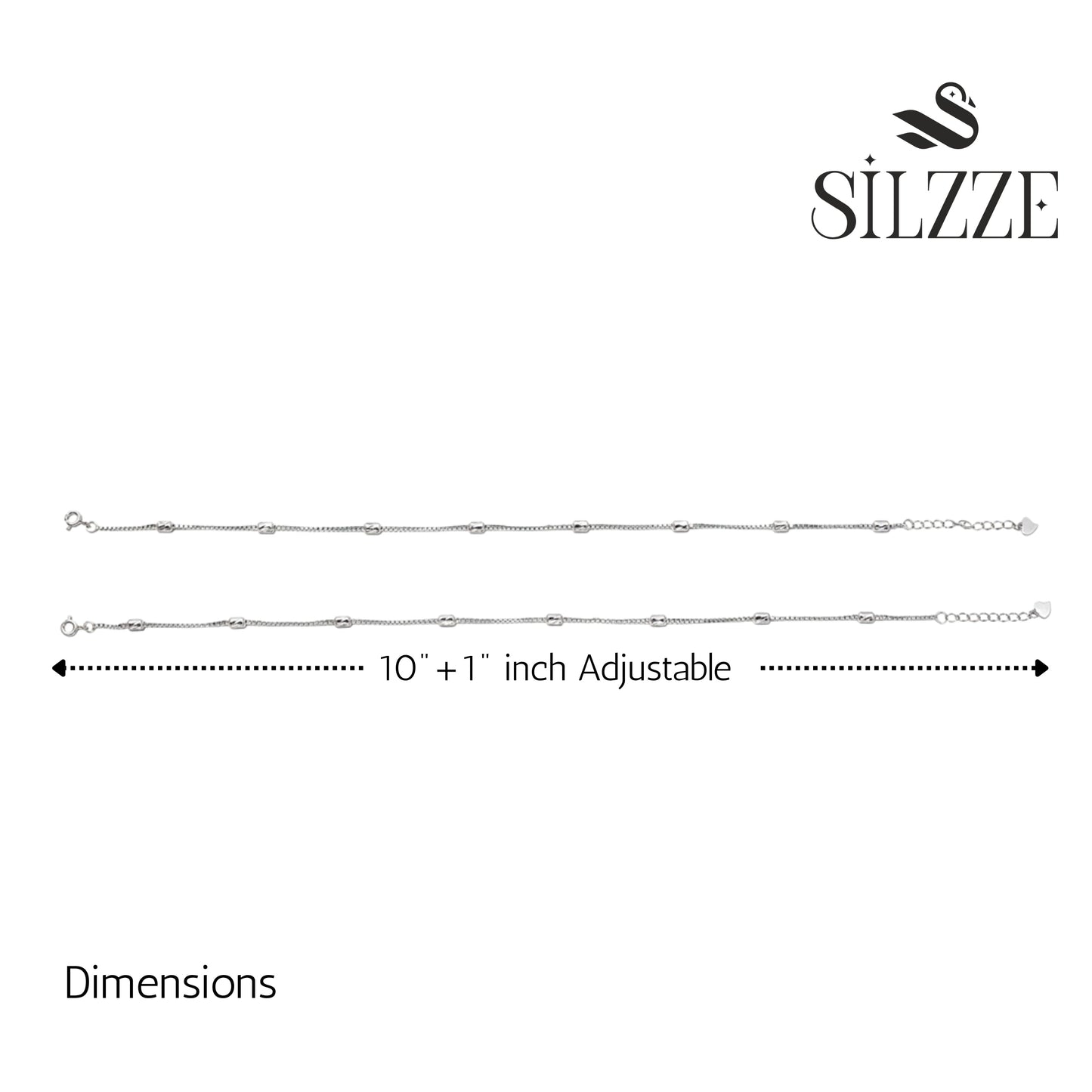 Silver Beaded Box chain anklet for her