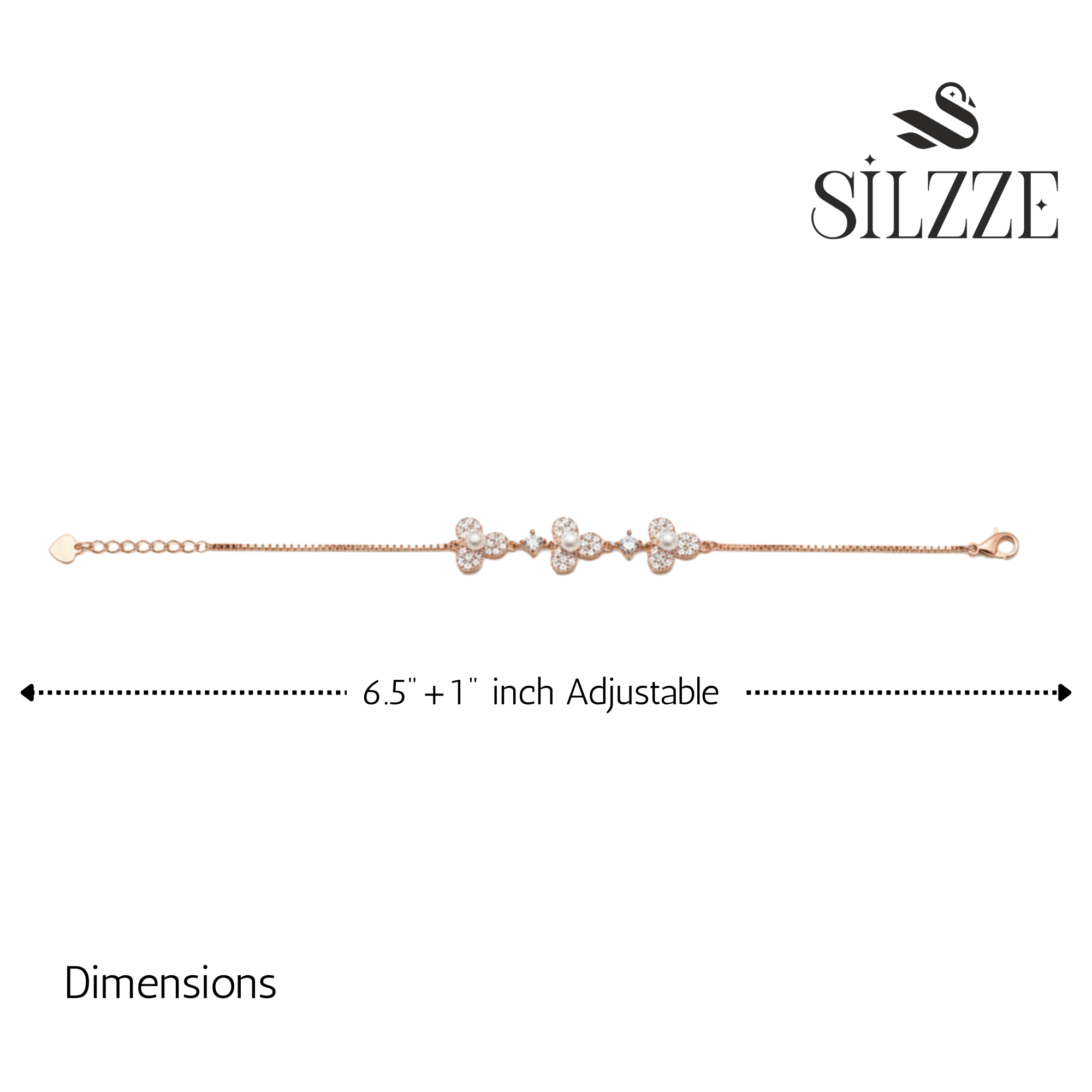 Silver Rose gold stylish Pearl Floral Chain Bracelet for her