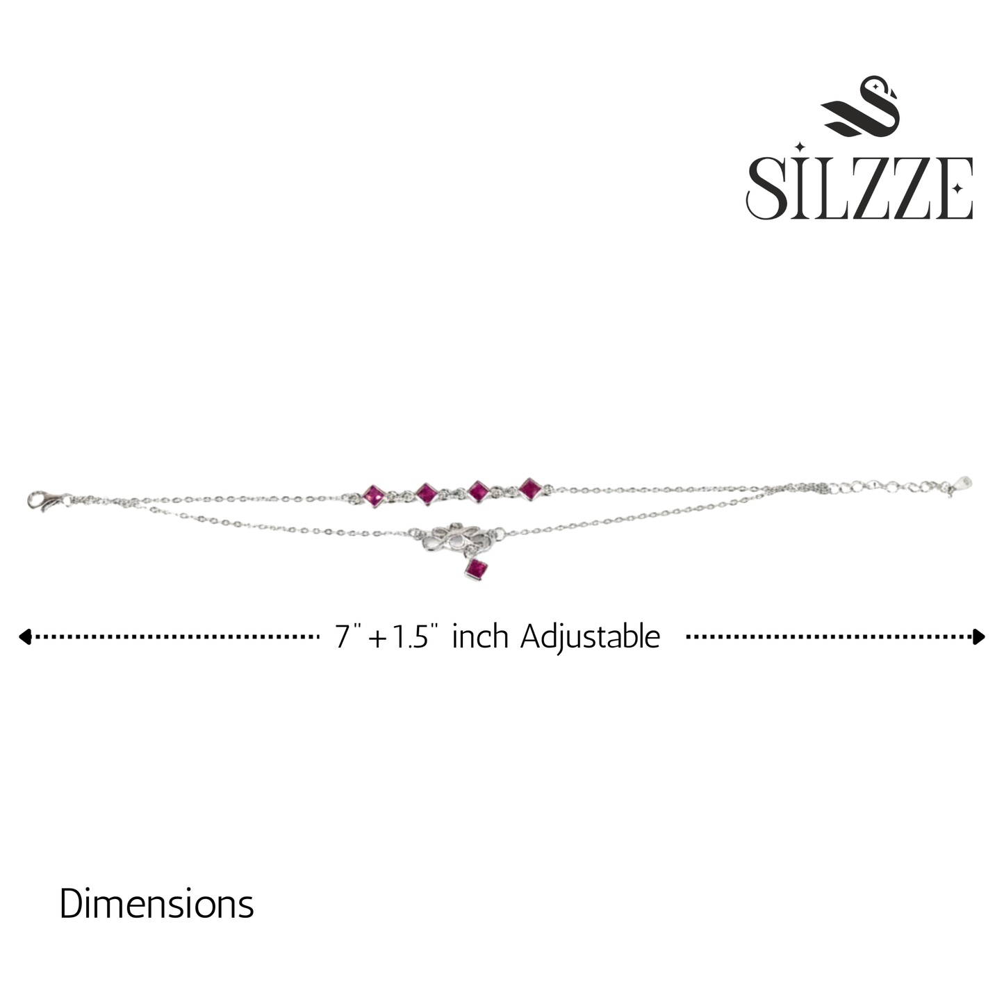 Silver Pink Double Layered Charm Bracelet with Infinity Knot