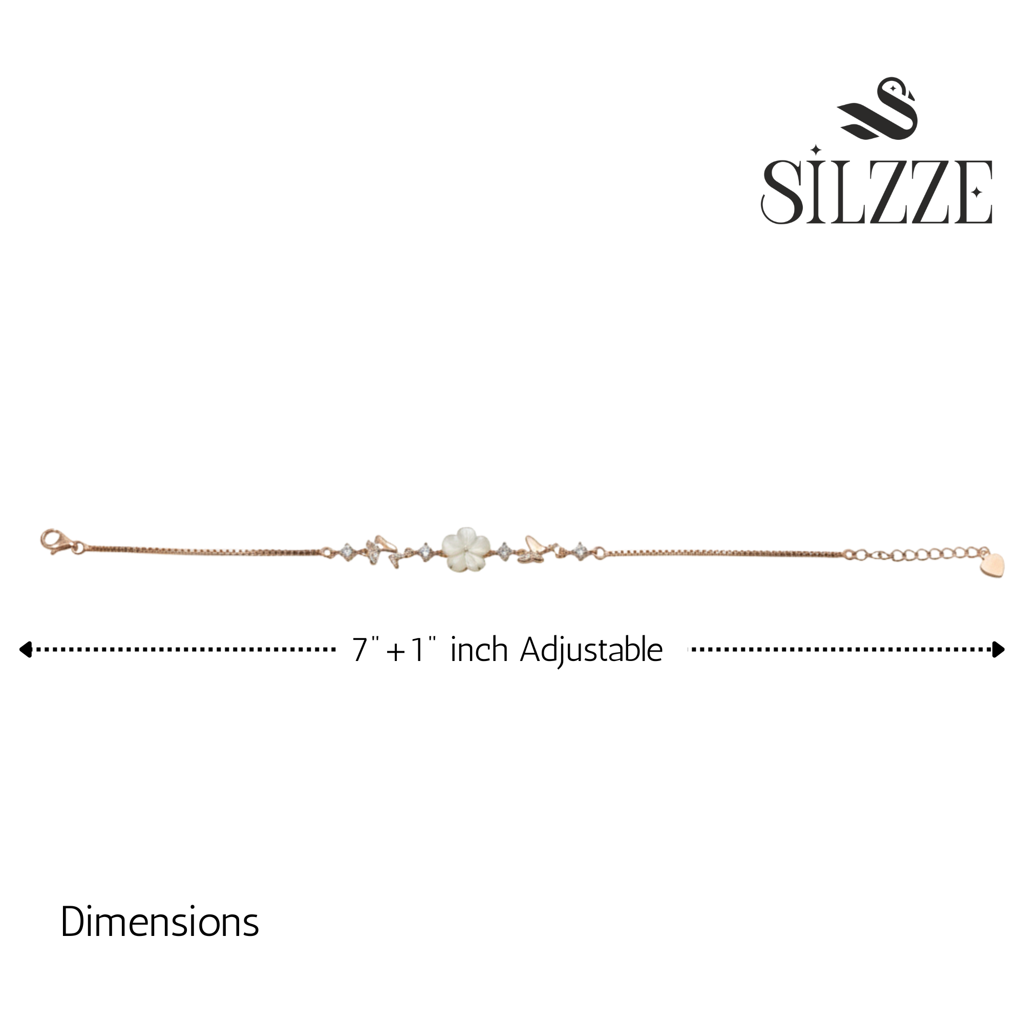 Rose gold Mother of Pearl Butterfly chain bracelet