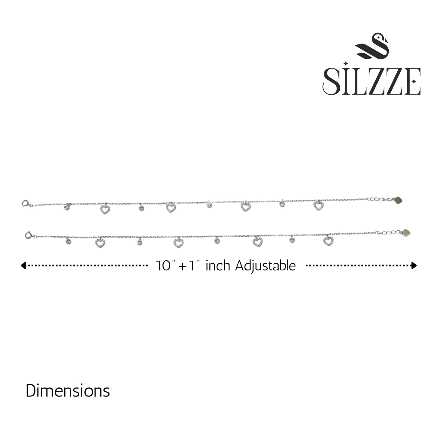 Silver Heart Charm Anklet