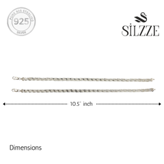 Silver Italian Braided anklet with rhodium polish