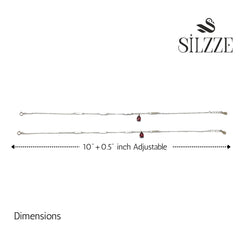 Silver Ruby Teardrop and Bar Stylish Anklet