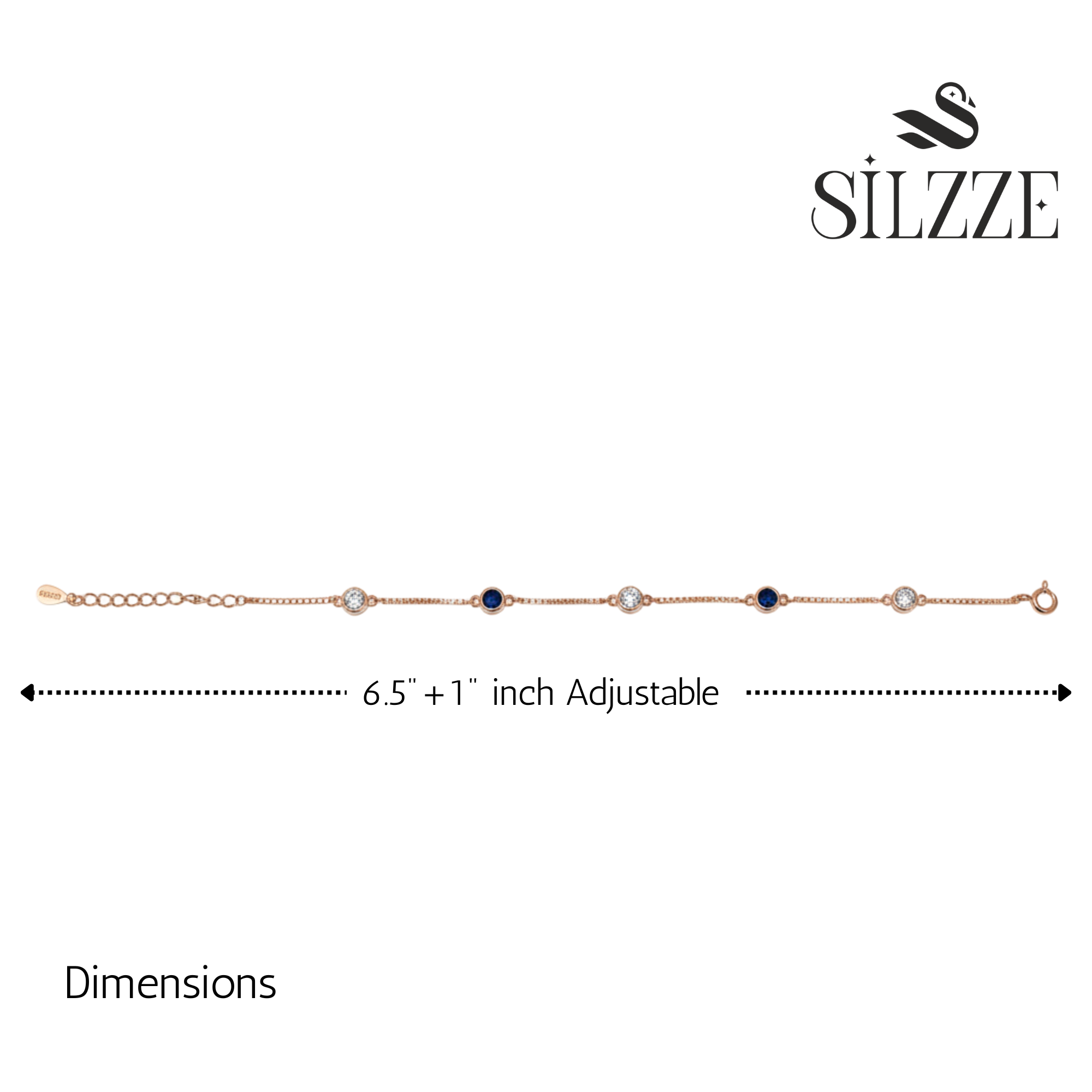 Rose gold Blue Sapphire and CZ Chain Bracelet for her