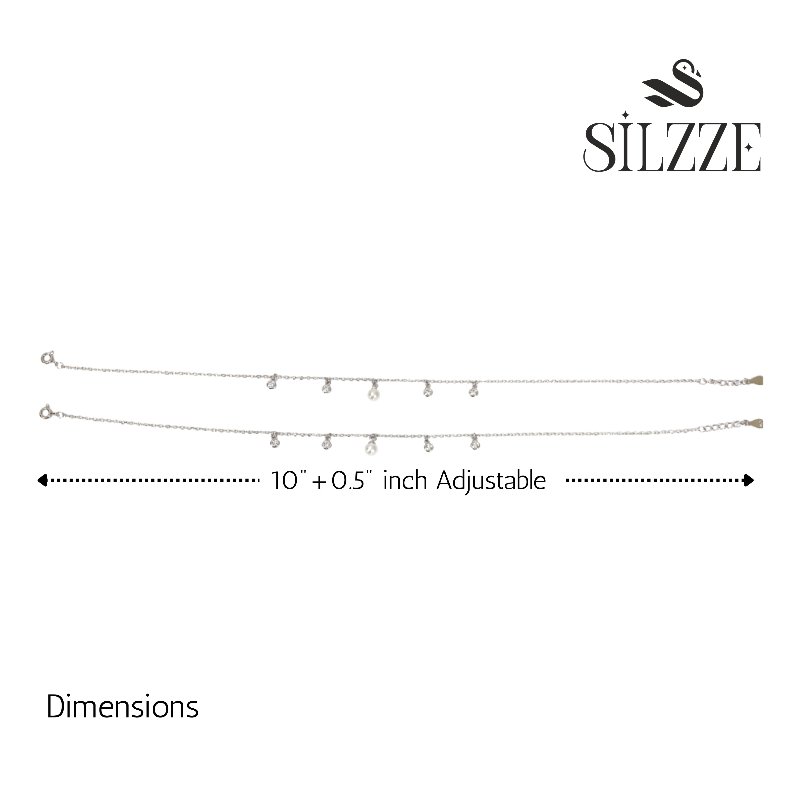 Silver pearl diamond charms Anklets for her