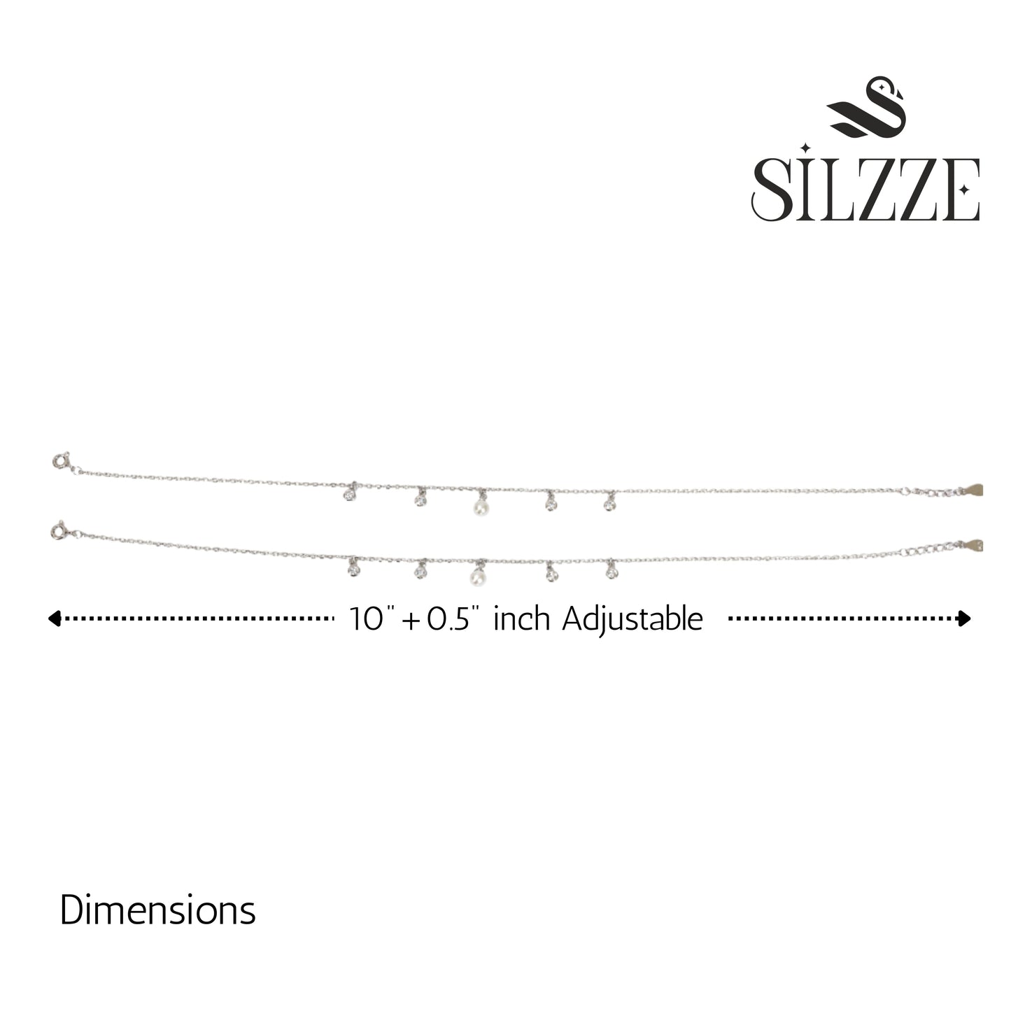 Silver pearl diamond charms Anklets for her