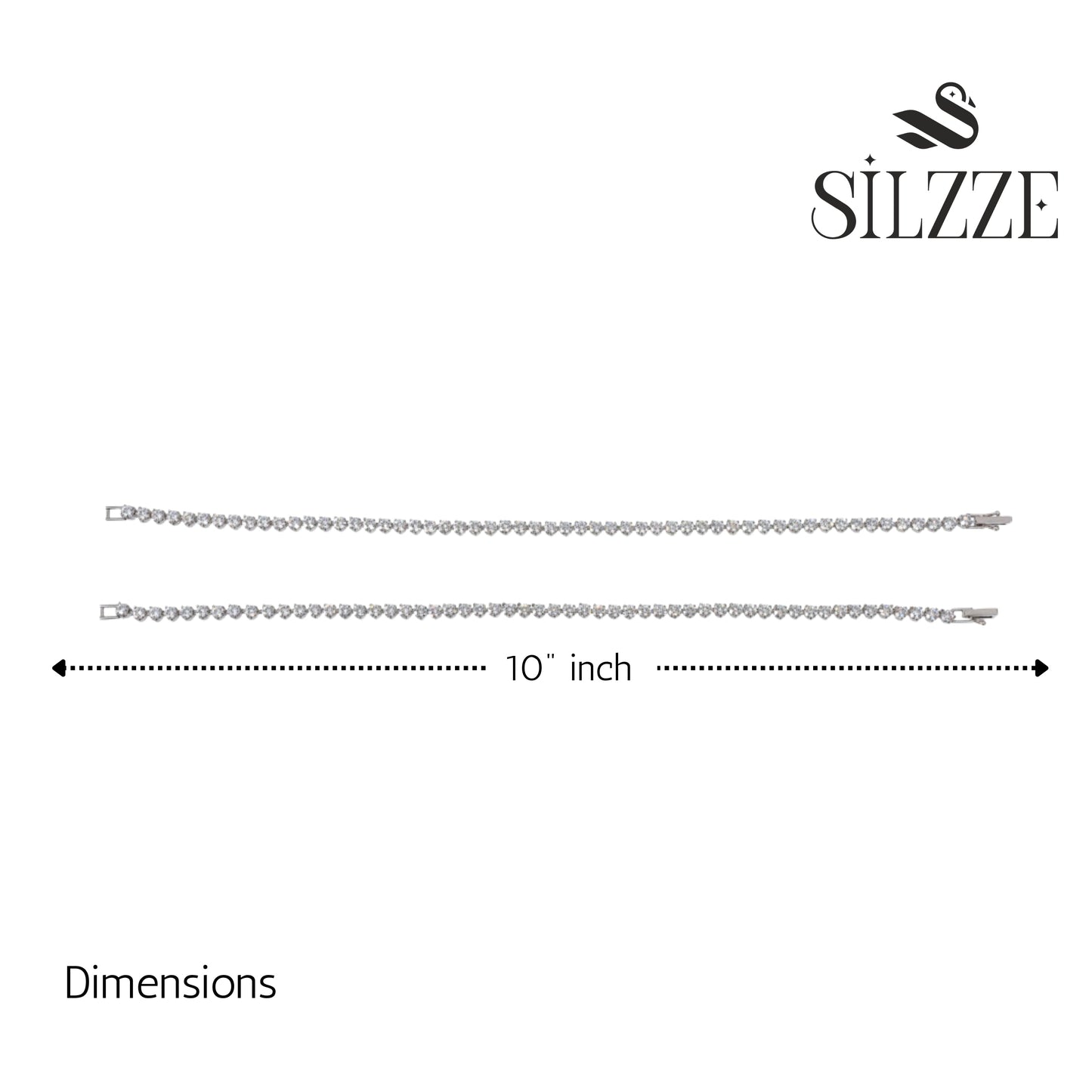 Silver Classic tennis Anklet with CZ Solitaire Diamonds