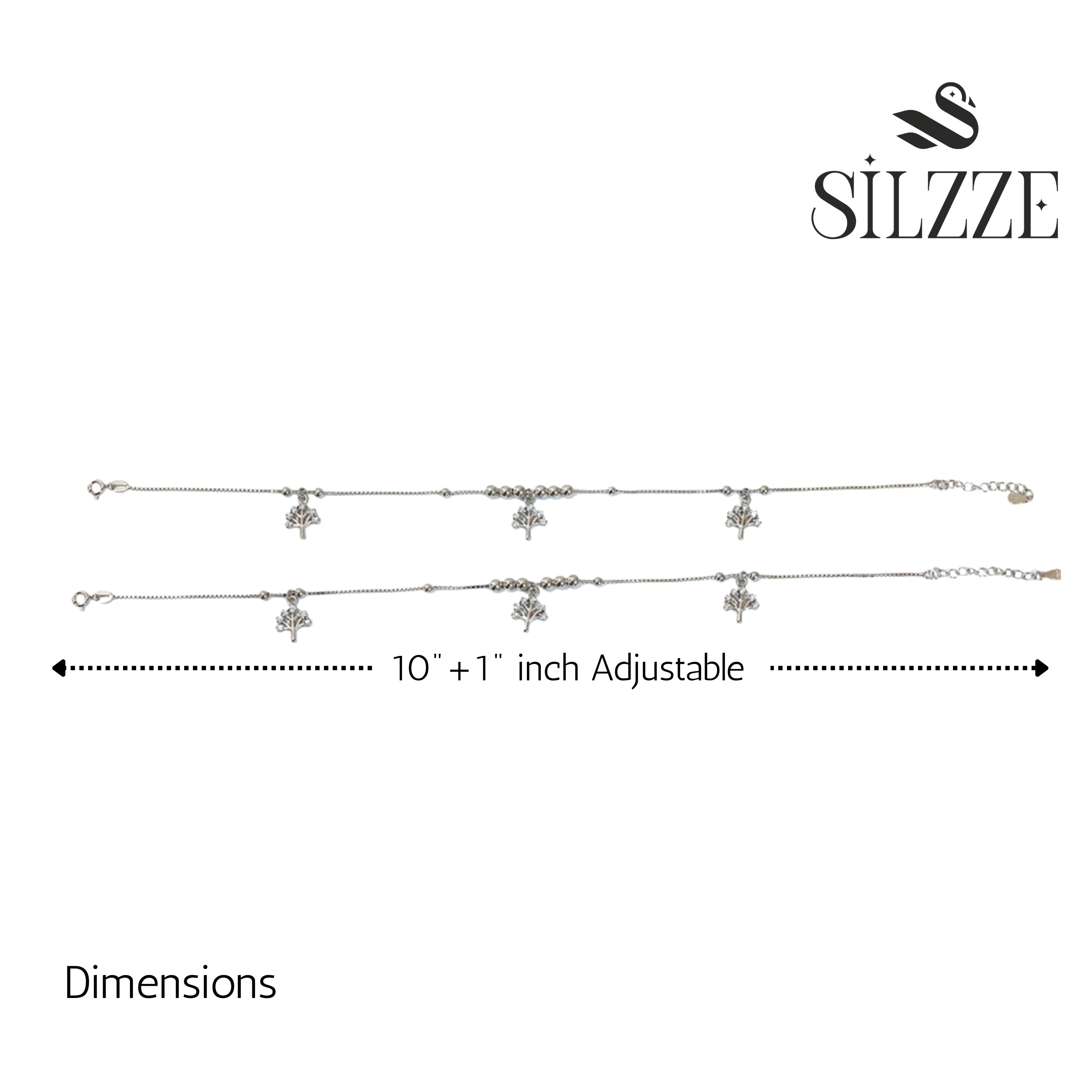 Silver Sparking Tree of life Anklet