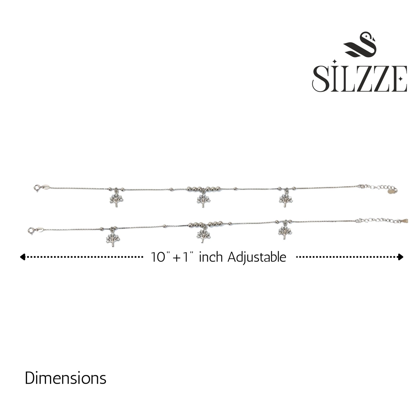 Silver Sparking Tree of life Anklet