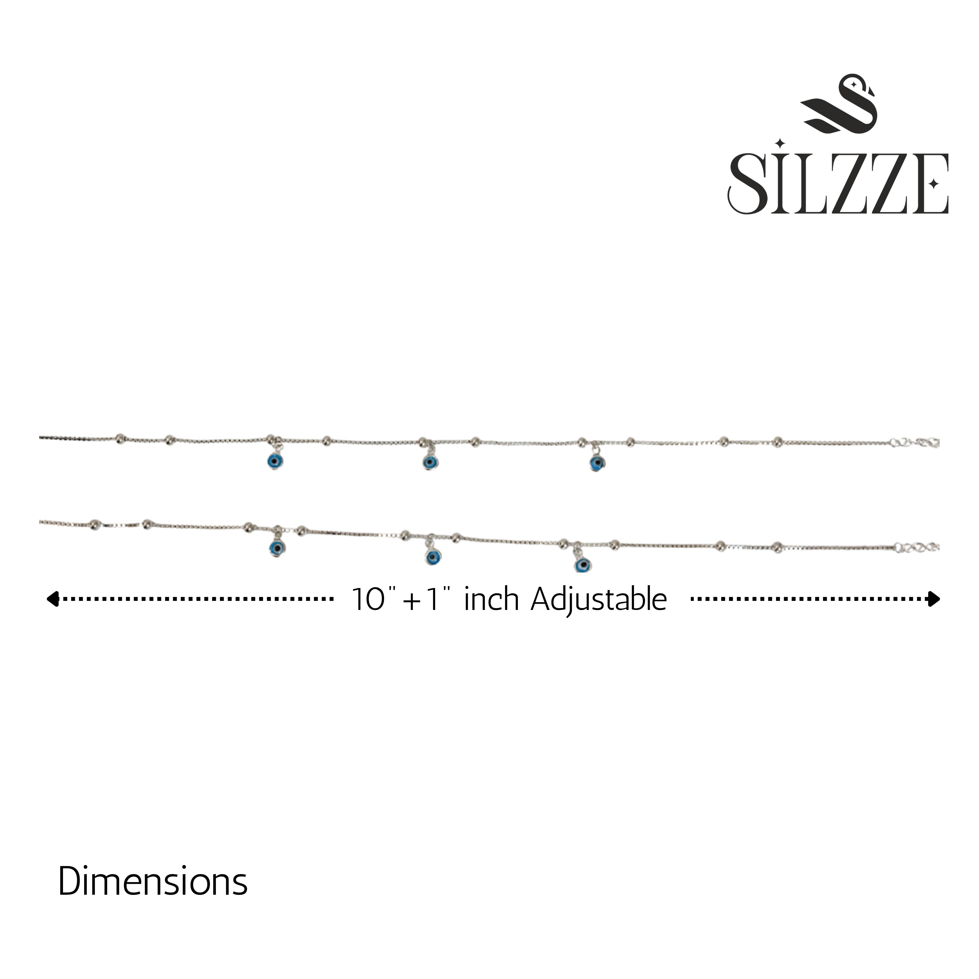 Silver Sleek and delicate  Evil eye Anklet For her