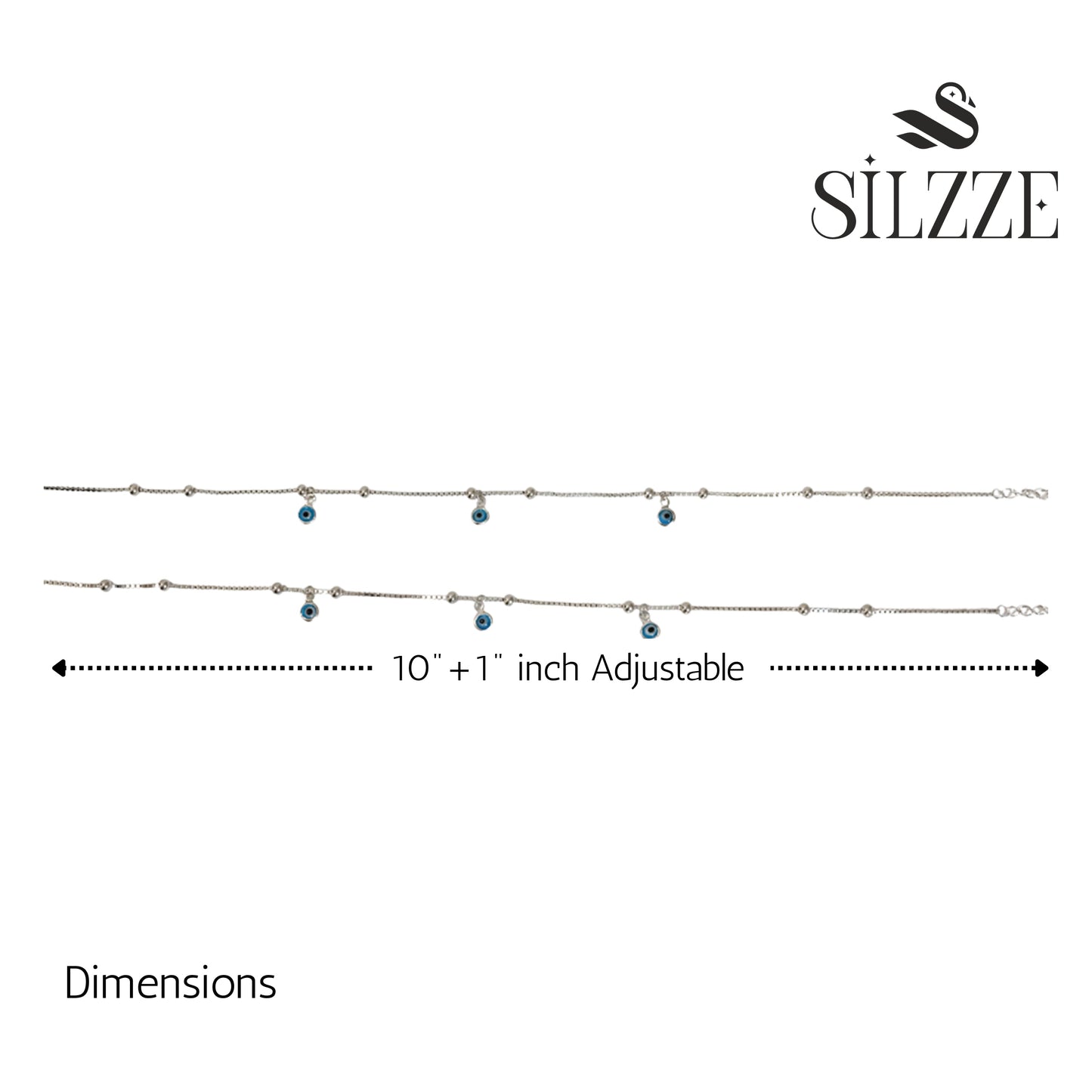 Silver Sleek and delicate  Evil eye Anklet For her