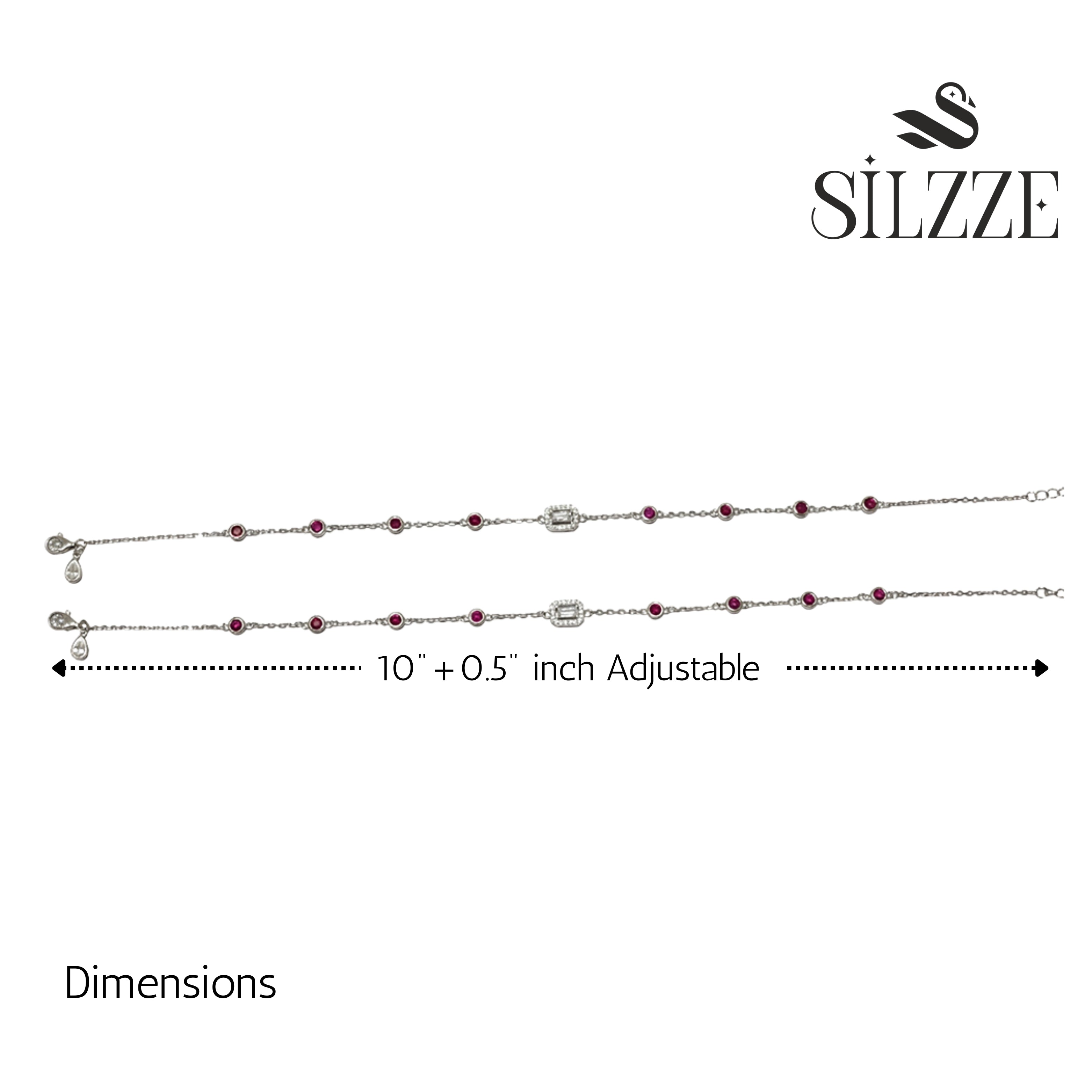 Silver Ruby Red anklet For her