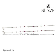 Silver Ruby Red anklet For her