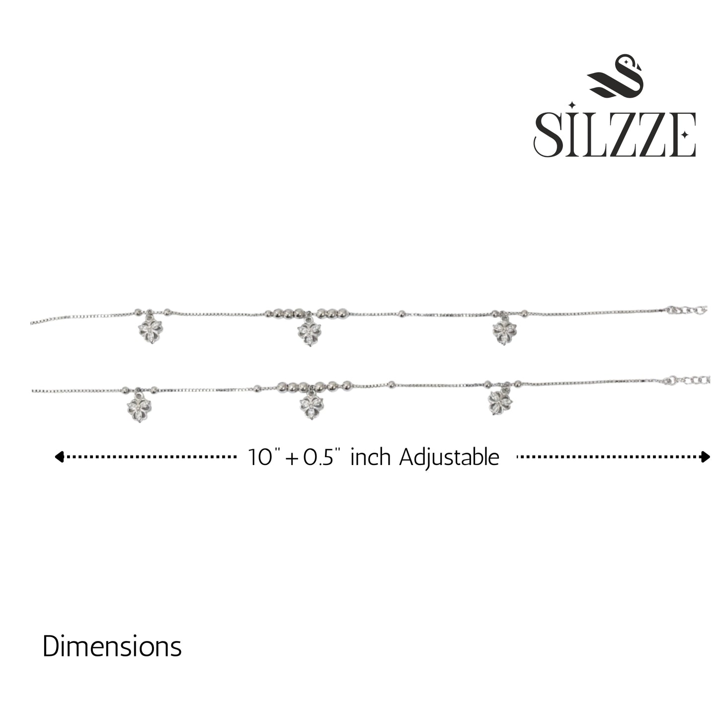 Silver Blossomed Flower Anklet