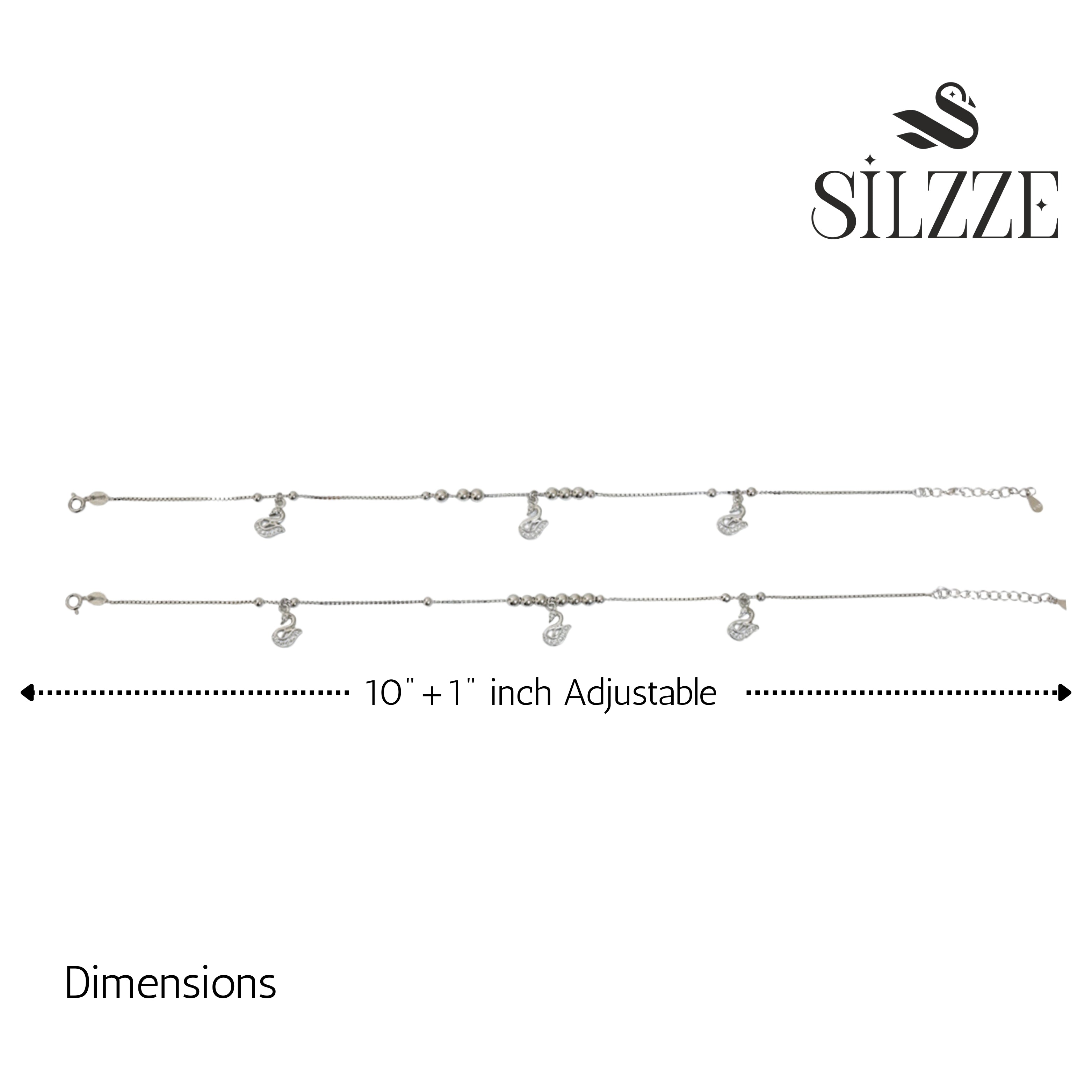 Silver Graceful Swan Anklet for her