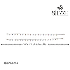 Silver Dazzling Rainbow Multi-colored Marquise Anklet