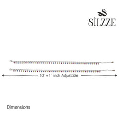 Silver Multicoloured Heart Drop Anklet