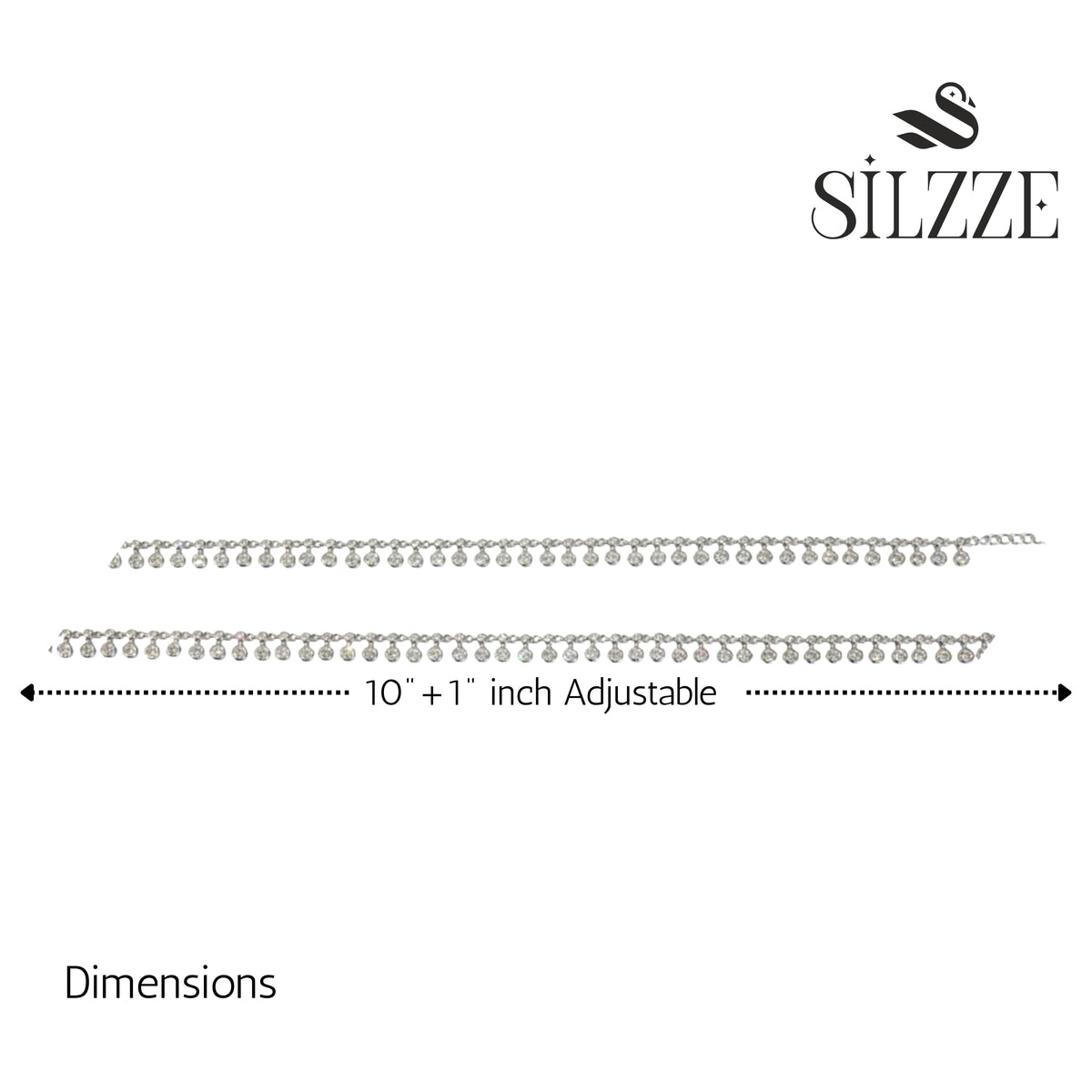 Silver Dancing light diamond cut anklet for her