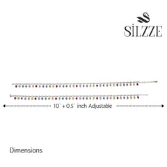 Silver Vibrant Rainbow multicolored  Teardrop  Anklet