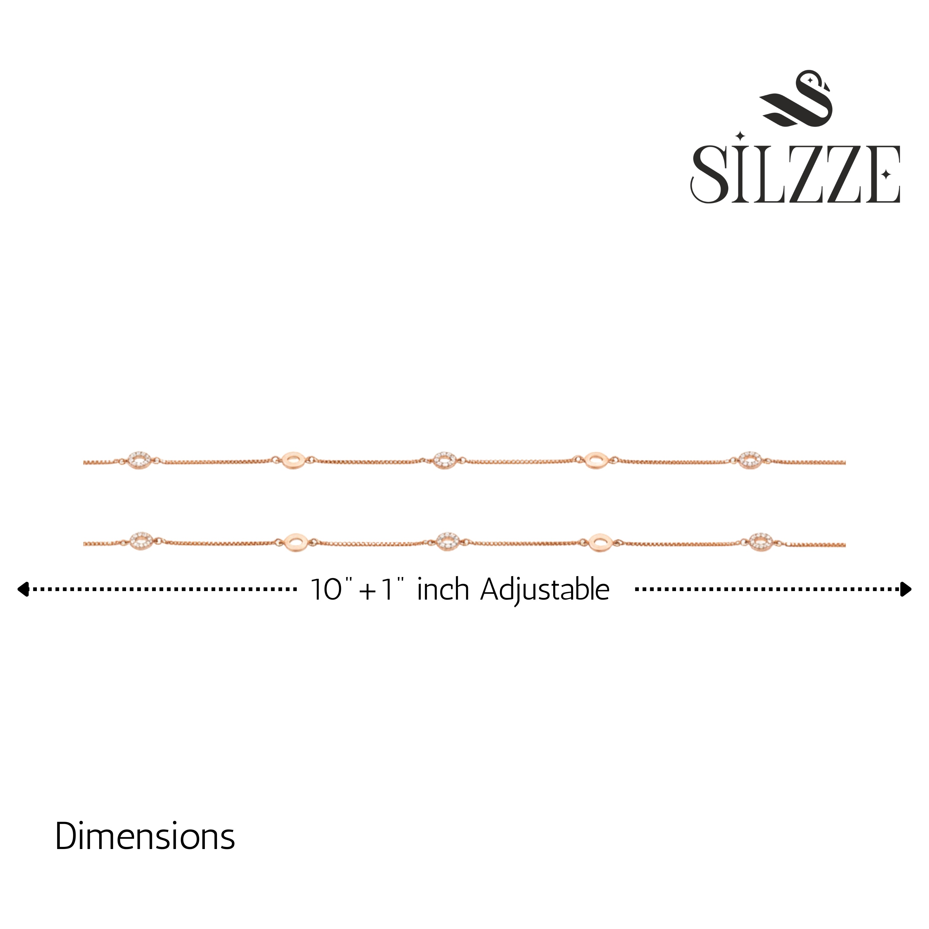 Silver Rose gold Oval Charms Anklet