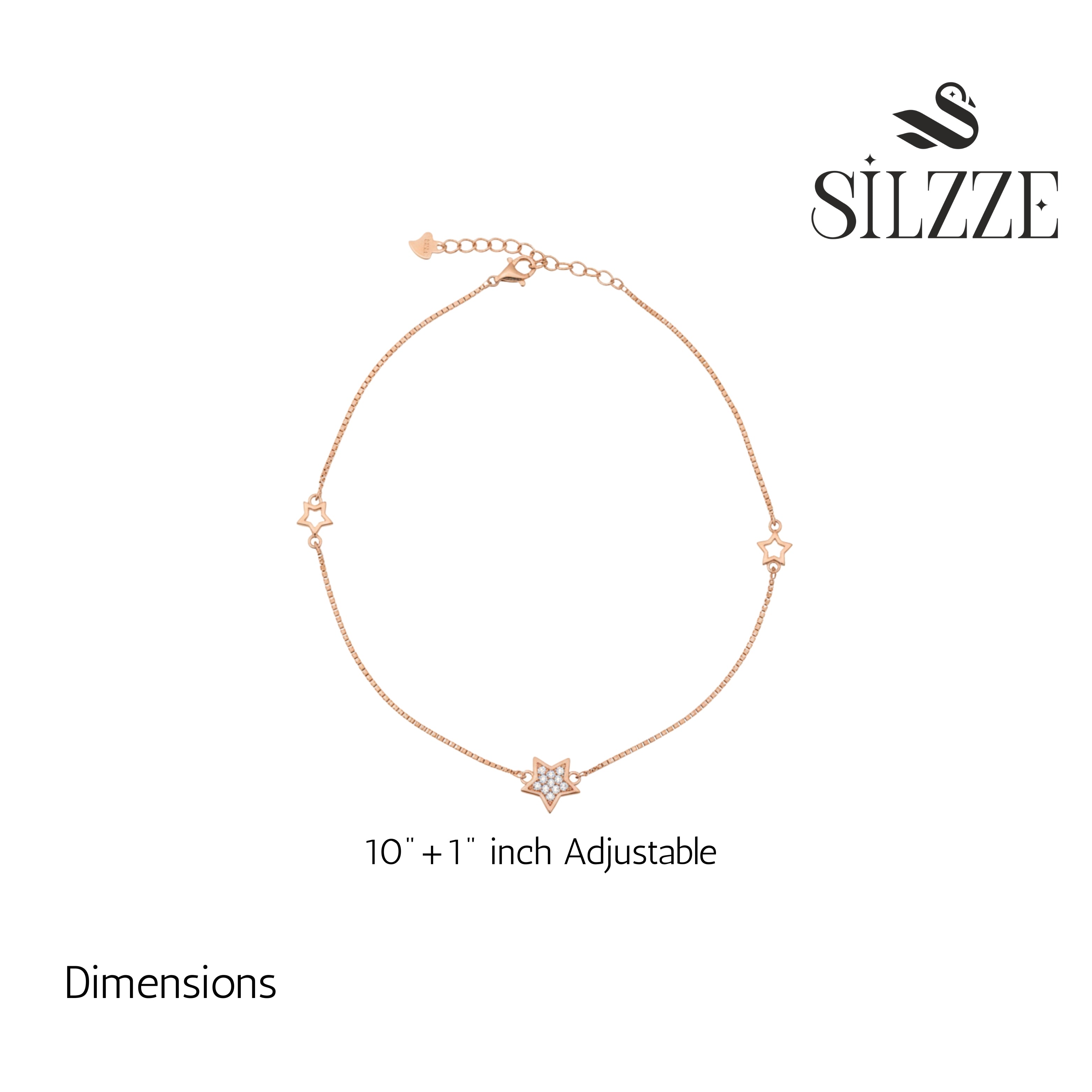 Silver Rose gold star Anklet for her