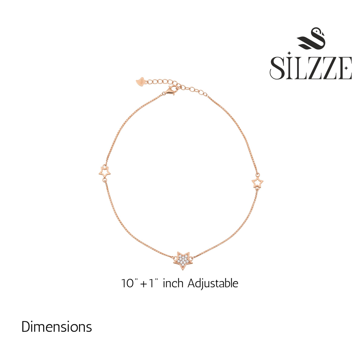 Silver Rose gold star Anklet for her