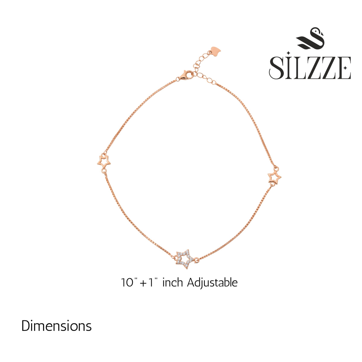 Silver Trendy Rose gold star Anklet for her