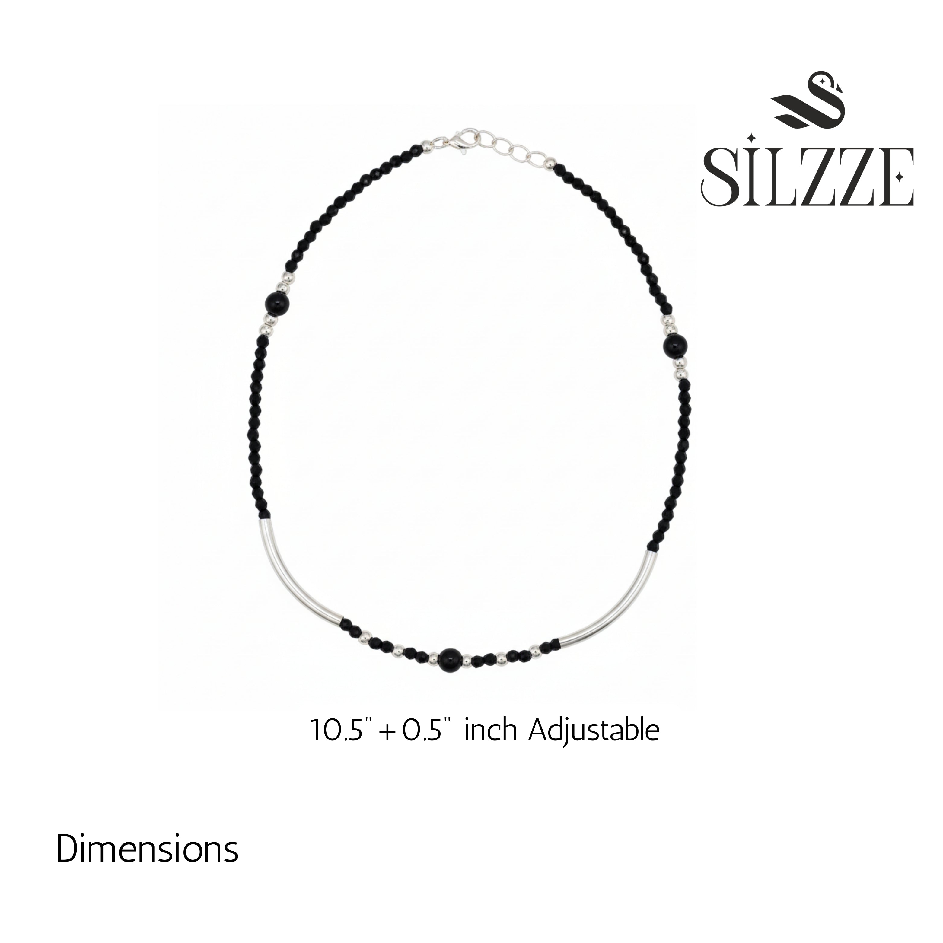 Silver Modern & stylish Black beads Anklet for her