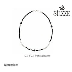 Silver Modern & stylish Black beads Anklet for her