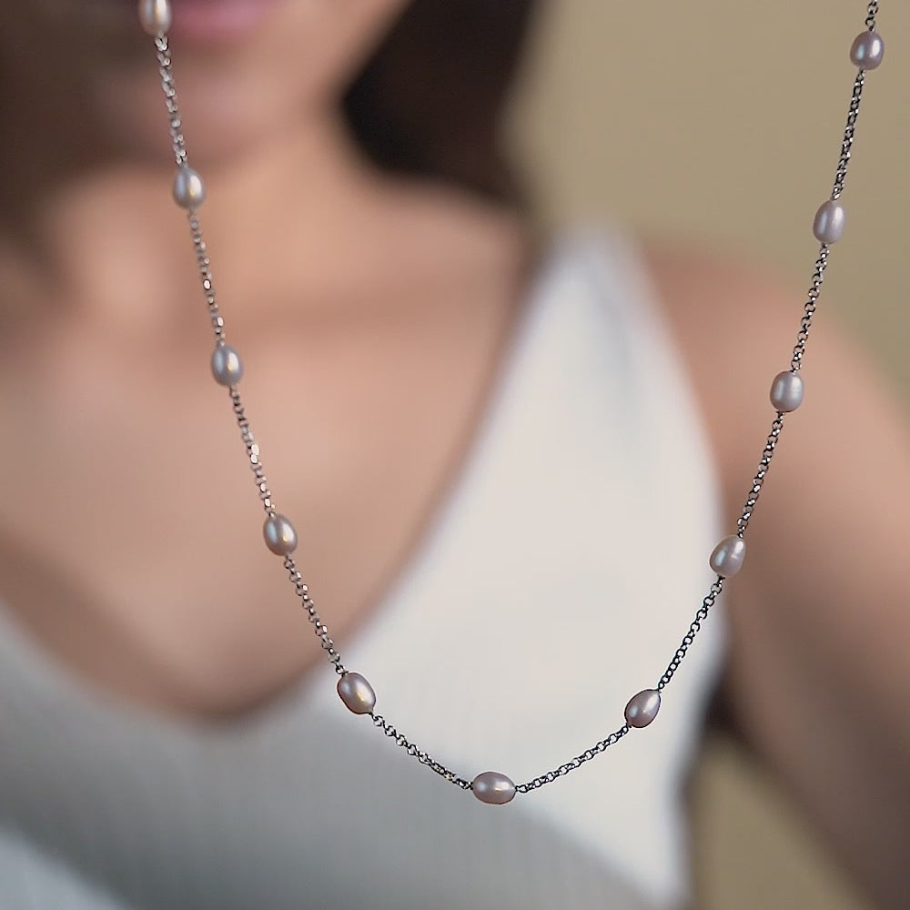 Lustrous Freshwater Pearls Sterling Silver Necklace
