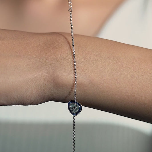 Silver Radiant Triangular Evil Eye Bracelet