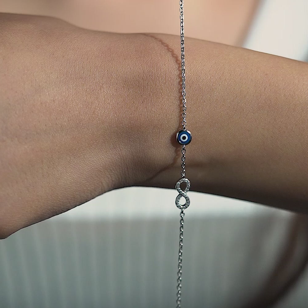 Pure Silver Infinite Protection Evil Eye Bracelet