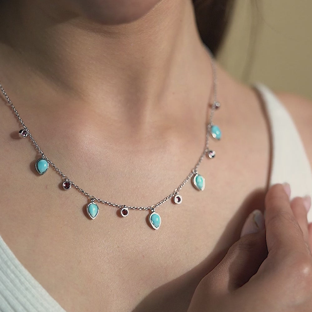 Oceanic Bloom Larimar & Pink Tourmaline Necklace