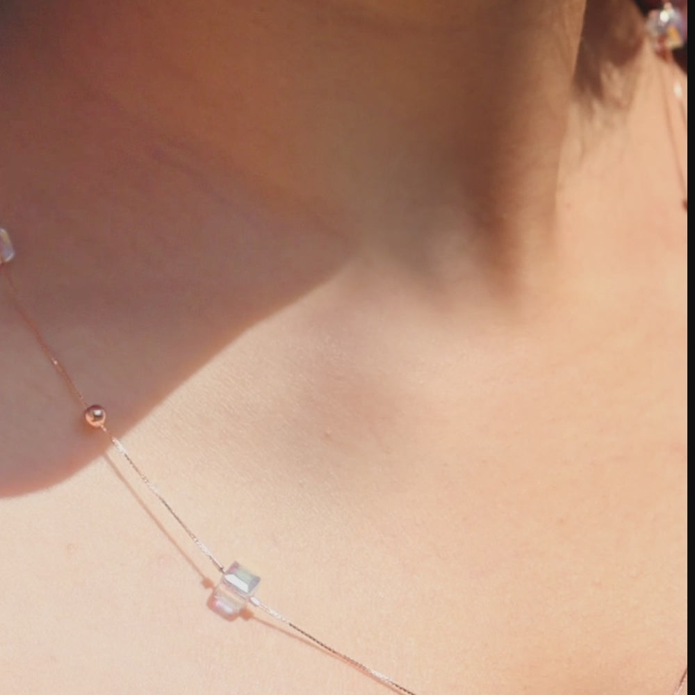 925 Silver Rose Gold Crystal Chain
