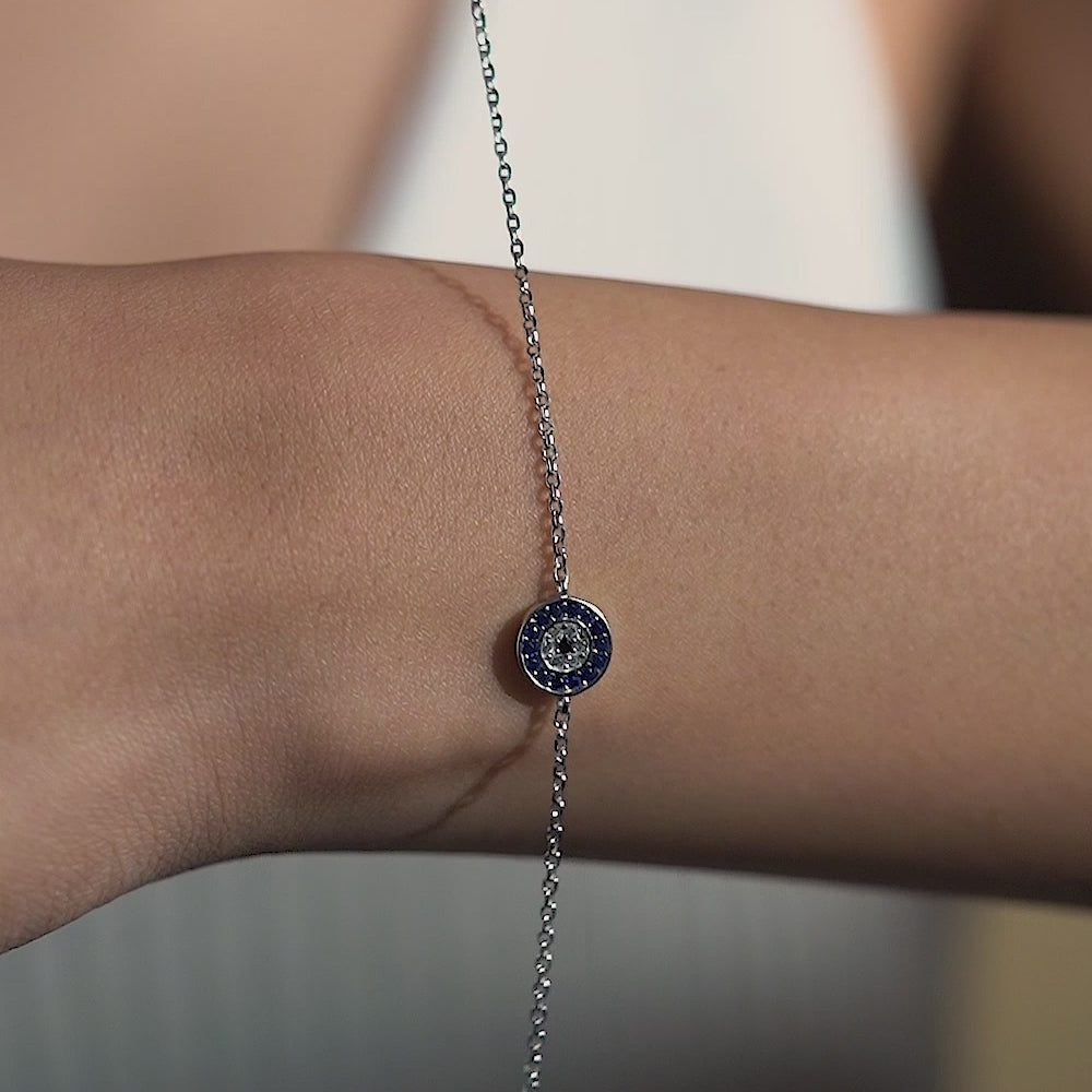 Pure Silver Celestial Halo Evil Eye Bracelet