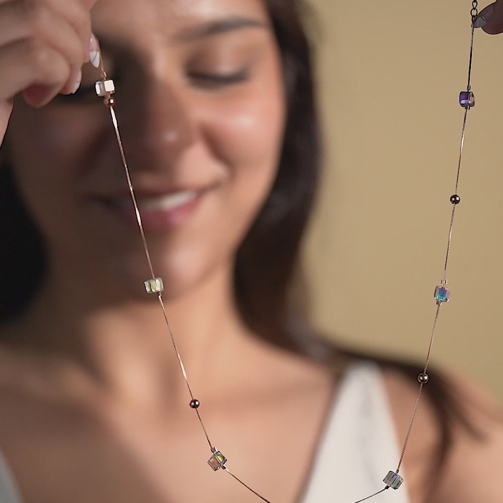 925 Silver Rose Gold Crystal Chain