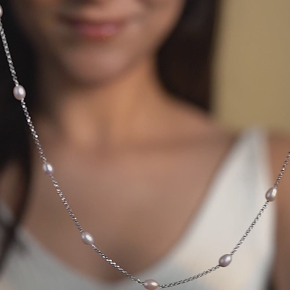 Radiant Freshwater Pearl Sterling Silver Chain