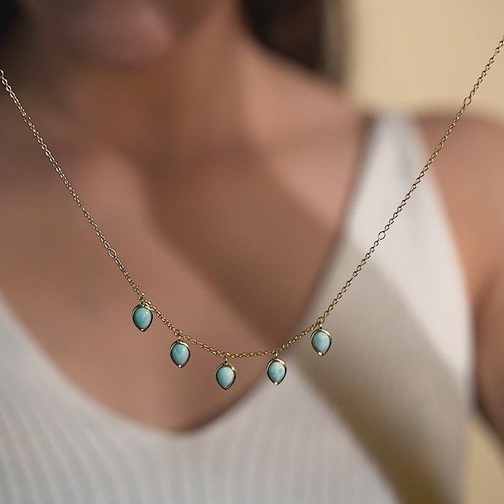Classic 925 Silver Gemstone Drop Necklace