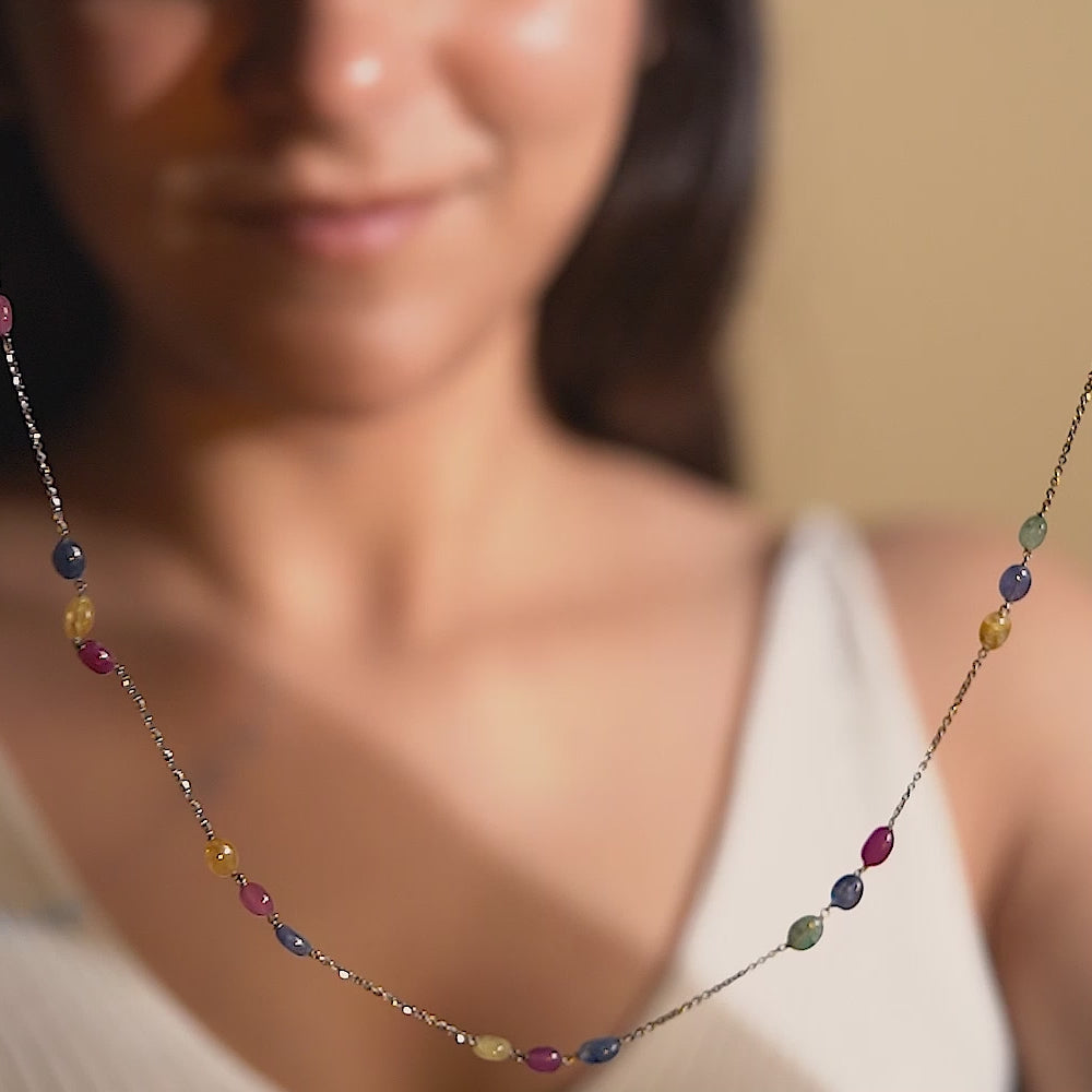 Multicolored Gemstone Trinity Sterling silver Necklace