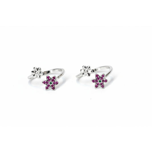 Silver Pink CZ Toe Ring
