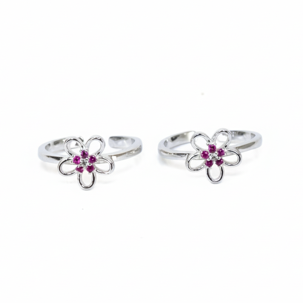 Silver Flower Grace Toe Ring