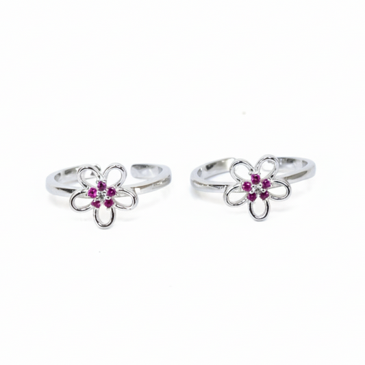 Silver Flower Grace Toe Ring