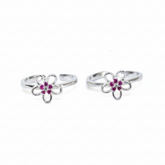 Silver Flower Grace Toe Ring