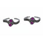 Silver Pink Oxidized Heritage Toe Rings