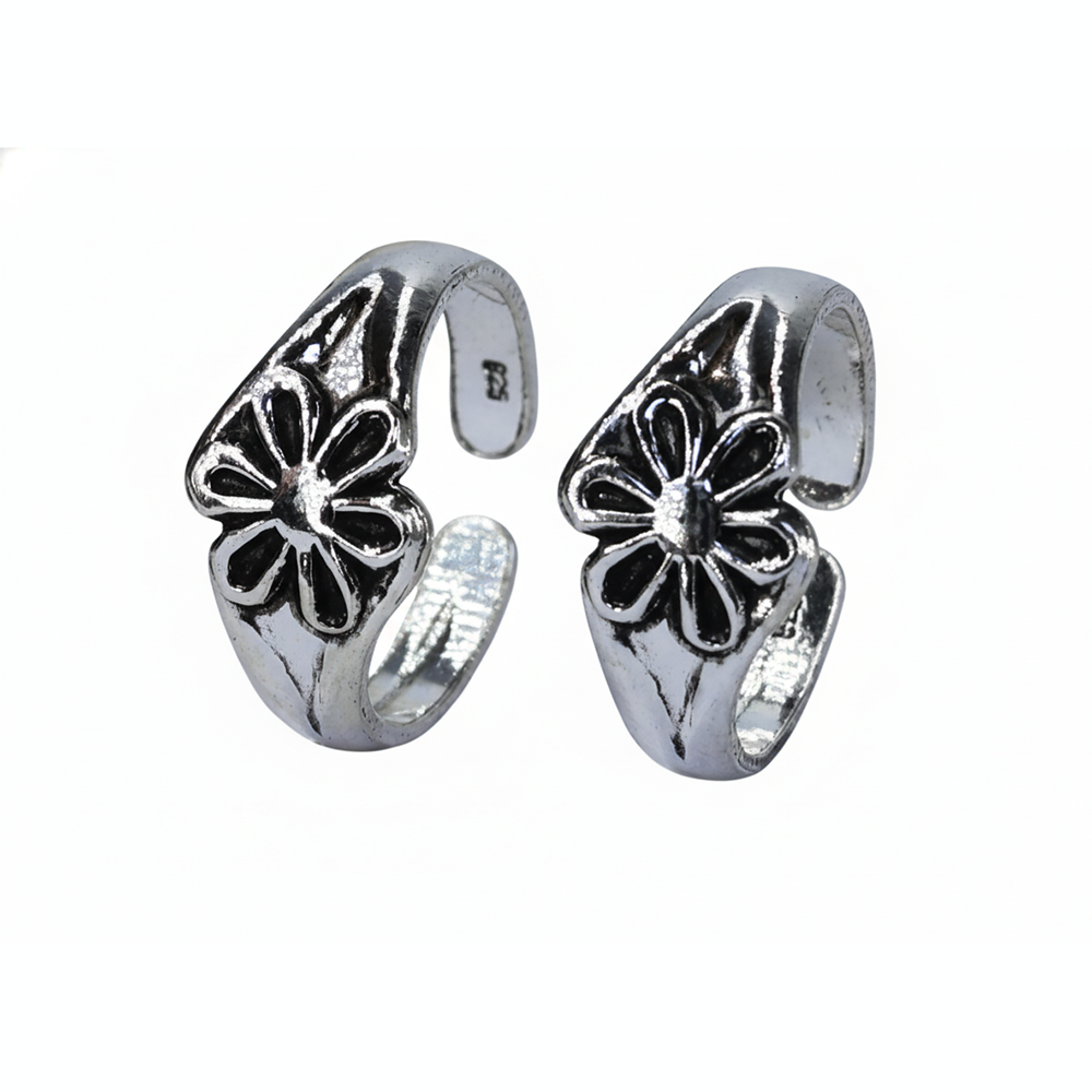Silver Lush Flower Toe Ring