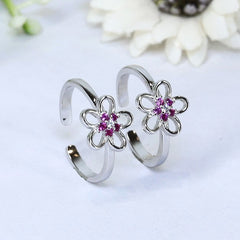 Silver Flower Grace Toe Ring