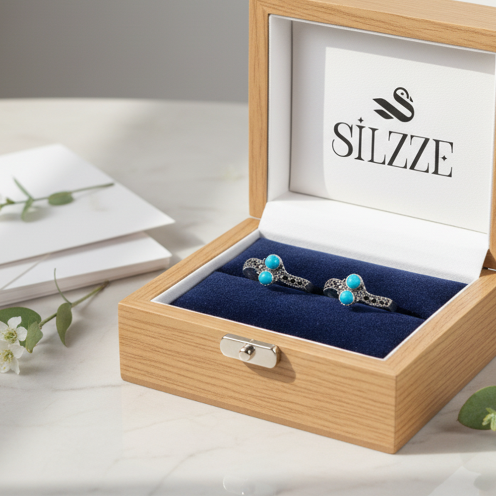 Silver Oxidized Blue Toe Ring