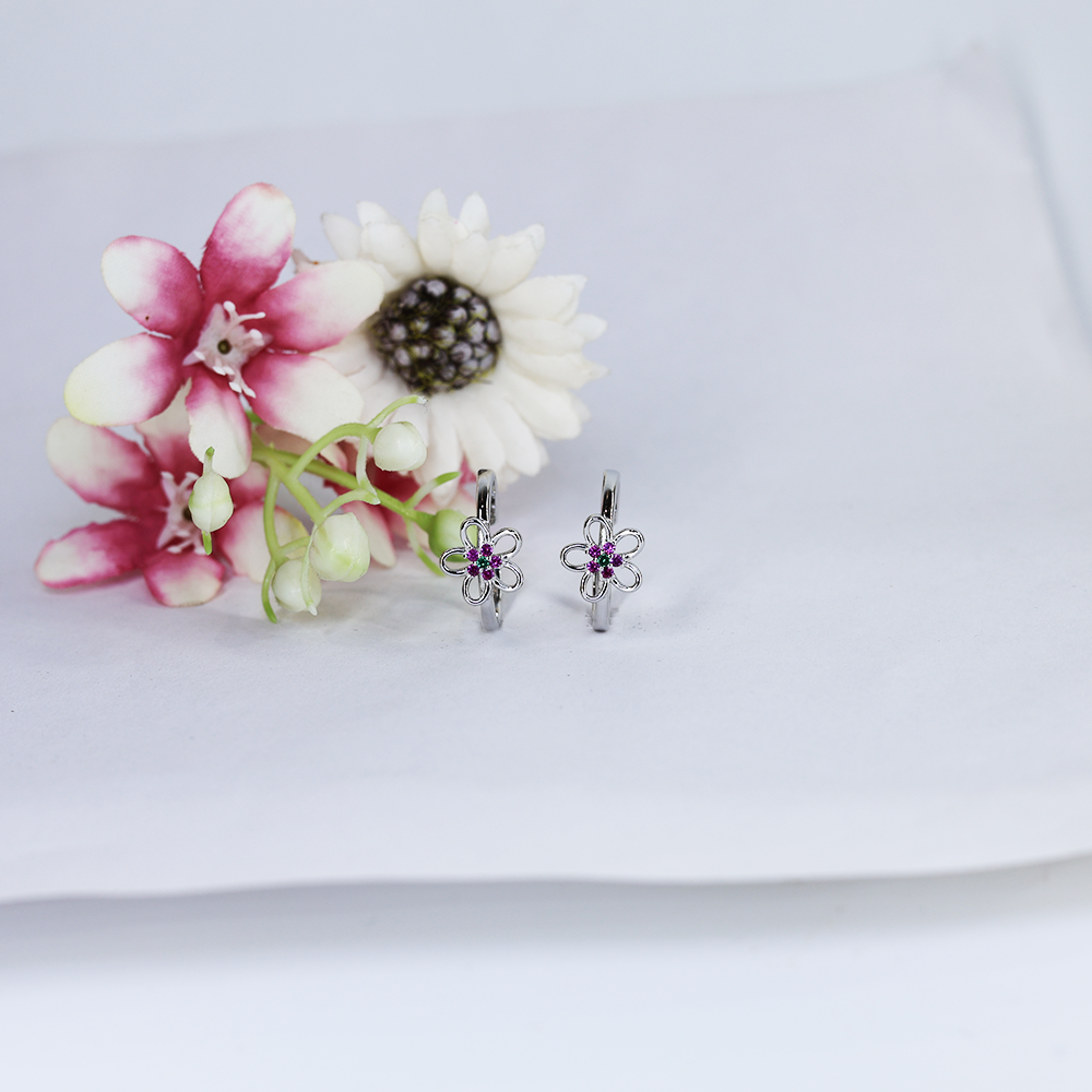 Silver Pink Flower Toe Ring